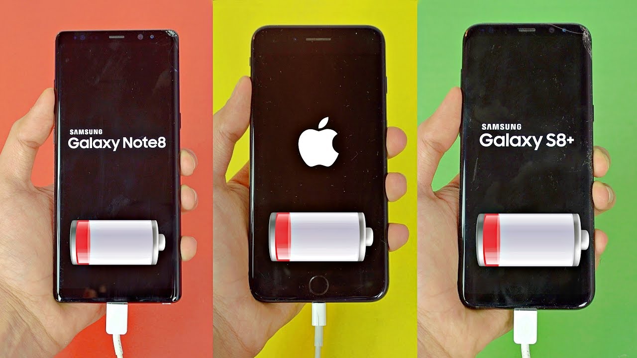 Samsung Galaxy Note 8 vs iPhone 7 Plus vs S8 Plus – Battery Drain Test! (4K)